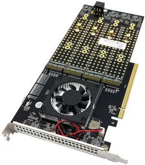 PCIe3.0 X16 to (8X) M.2 Adapter, for NVMe SSD, PEX8749 Controller with Bifurcation Function. Applicable to Windows Server/Windows/linux/VMwareESX/ESXi/FreeBSD14/Ubuntu System