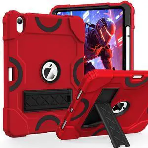 Cantis Case for iPad 11-inch (A16) 2025/ iPad 10th Generation 2022 (10.9 inch), Shockproof iPad Cover 10th Generation with Pencil Holder & Kickstand, Red+Black