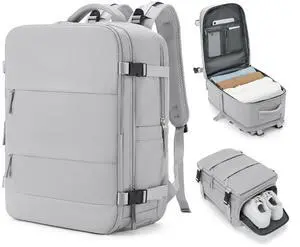 coowoz Travel Backpack Carry On for Women Man Gym Backpacks with Laptop Compartment Mochila de Viaje Teacher Personal Item Backpack Airplane Accessories Must Haves Grey Small