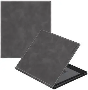 LaoShuSheng Magnetic Case for 7" Onyx Boox Tablet Go 7/Go 7 Color Series (1/2th Gen,2024/2025) /Boox Page - Ultra-Thin Lightweight Leather Book Folio Cover with Auto Sleep/Wake (Advanced Grey)