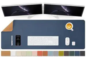 Large Cork Desk Mat - 47.2"x 17" Desk Pad for Office and Home - Ideal for Large Mouse Pad and Desk Mats on Top of Desks(Dark Blue)