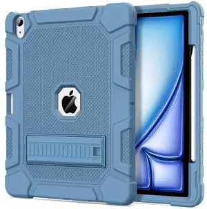 Azzsy Case for iPad Air 13-inch (M3/M2) 2025/2024, [Built-in Pencil Holder] Heavy Duty Shockproof Rugged High Impact Protective Case for 13 inch iPad Air (2025/2024 Version), Light Blue