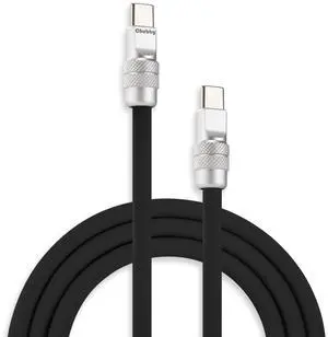 chubbycable Chubby 2.0 Fast Charging Cable Durable Soft Silicone USB C Cable 240W Extra Thick Charger Cord Compatible with iPhone 17-15 Series iPad, Black, Type-C to Type-C, 8.2FT