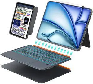 iPad Air 11 inch Case with Keyboard (M3 M2 2025 2024),Pro 11,iPad A16 11th/10th,Flex Magnetic Detachable Keyboard with Trackpad,Backlit Keys,Adjustable Stand,Slim for Air 5th/4th Gen 10.9 inch (Gray)