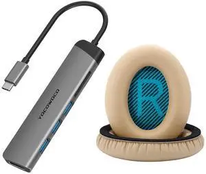 USB C Hub 6-in-1 Multiport Adapter Dongle and Ear Pads Replacement fit Bose QC25 QC15 QC2 QC35/ Ae2 Ae2i Ae2w SoundTrue and SoundLink