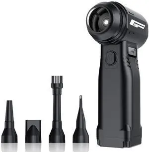 Instant Dust Removal  Compressed Air Duster 90,000 RPM with 40mm Nozzle, LED Light, TFT Display, 9-Speed Adjustable Rechargeable Air Duster, 10,000mAh Battery, 5 Nozzles for Computer,blowers