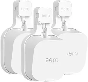 CUUTHOO Wall Mount Bracket for eero 7, Space-Saving Outlet Wall Mount for Eero 7 Router, Cable Management, Fits Vertical/Horizontal Outlets | White (3 Pack)