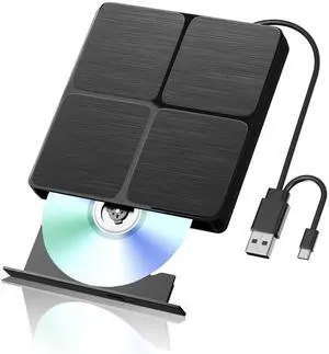 Alphami External Blu ray Drive, USB 3.0 & Type C Bluray Burner, External Blueray/DVD Drive for PC, External CD DVD Blu Ray Reader Writer Compatible with Windows XP/7/8/10/11, Linux, Mac OS