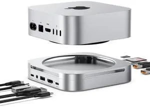 Mac mini M4 Dock & Hub with NVMe SSD Enclosure, 4K@60Hz HDMI, 2x10Gbps USB A, 1x5Gbps USB A, USB-C Charge, SD/TF, Audio 3.5mm, Stand Docking Station for Mac mini M4/M4 Pro