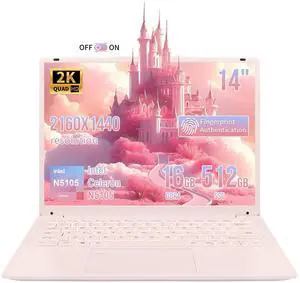 BINHENGLON 14.1 Inch Portable Laptop,Celeron N5105 Processor,16GB,(2160 x 1440) IPS,Fingerprint Unlock,Backlit Keyboard, Push-Pull Camera,Win 11,Type-C,USB3.0 * 3,BT 5.0(Pink,16G+512GB SSD) BINHENGLON 14.1 Inch Portable Laptop,Celeron N5105 Processor,16GB,(2160 x 1440) IPS,Fingerprint Unlock,Backlit Keyboard, Push-Pull Camera,Win 11,Type-C,USB3.0 * 3,BT 5.0(Pink,16G+512GB SSD)