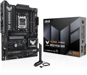 ASUS TUF Gaming B850-PLUS WiFi AMD AM5 B850 ATX Motherboard, 14+2+1 80A Stages, AI Ready, DDR5, PCIe 5.0, 3X M.2, Wi-Fi 7, 2.5Gb LAN, DisplayPort, HDMI, USB 10Gbps & 20Gbps Type-C, BIOS Flashback ASUS TUF Gaming B850-PLUS WiFi AMD AM5 B850 ATX Motherboard, 14+2+1 80A Stages, AI Ready, DDR5, PCIe 5.0, 3X M.2, Wi-Fi 7, 2.5Gb LAN, DisplayPort, HDMI, USB 10Gbps & 20Gbps Type-C, BIOS Flashback