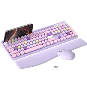 Wireless Keyboard and Mouse Combo with Phone Holder (Purple) Wireless Keyboard and Mouse Combo with Phone Holder (Purple)