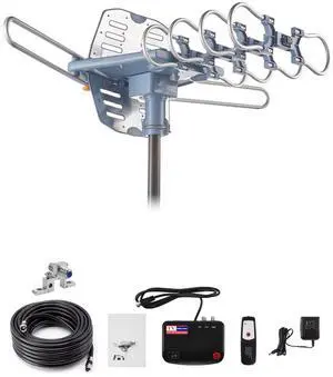 Yeceny Outdoor TV Antenna,Digital Amplified HDTV Antenna & 60 ft RG6 Coax Cable,200 Miles Long Range Wireless Remote 360 Degree Rotation Support 4K 1080P 2 TVs Yeceny Outdoor TV Antenna,Digital Amplified HDTV Antenna & 60 ft RG6 Coax Cable,200 Miles Long Range Wireless Remote 360 Degree Rotation Support 4K 1080P 2 TVs