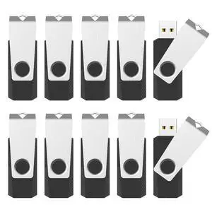 RAOYI 10 Pack 8GB USB Flash Drive, USB 2.0 Swivel Metal Memory Stick Bulk Thumb Drives Pen Drive Jump Drive for Data Storage (Black) RAOYI 10 Pack 8GB USB Flash Drive, USB 2.0 Swivel Metal Memory Stick Bulk Thumb Drives Pen Drive Jump Drive for Data Storage (Black)