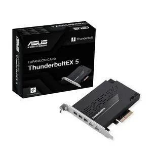 ASUS ThunderboltEX 5 Expansion Card Dual Thunderbolt 5 USB-C Ports, 120Gbps Bandwidth, DisplayPort 2.1, PCIe 4.0 x4, USB4, Compatible for Intel 800 Series Motherboards ASUS ThunderboltEX 5 Expansion Card Dual Thunderbolt 5 USB-C Ports, 120Gbps Bandwidth, DisplayPort 2.1, PCIe 4.0 x4, USB4, Compatible for Intel 800 Series Motherboards