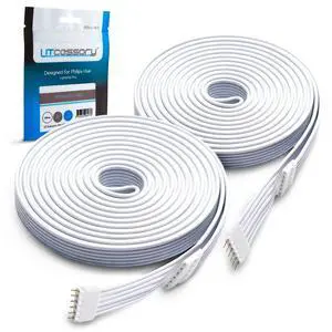 Litcessory Extension Cable for Philips Hue/WiZ Lightstrip (10ft, 2 Pack, White - Standard 6-PIN V3 / WiZ Lightstrip) Litcessory Extension Cable for Philips Hue/WiZ Lightstrip (10ft, 2 Pack, White - Standard 6-PIN V3 / WiZ Lightstrip)