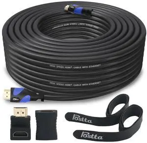 Postta HDMI Cable 50 Feet HDMI 2.0V Cable with 2 Piece Cable Ties+2 Piece HDMI Adapters Support 4K 2160P,1080P,3D,Audio Return and Ethernet Postta HDMI Cable 50 Feet HDMI 2.0V Cable with 2 Piece Cable Ties+2 Piece HDMI Adapters Support 4K 2160P,1080P,3D,Audio Return and Ethernet
