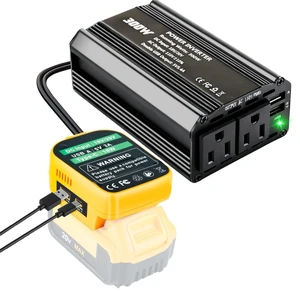300W Power Inverter Compatible with Dewalt, DC 20V to AC 110-120V Battery Inverter, Portable Battery Adapter Charger Converter with 3 USB & 1 Type-C & 2 AC Outlet for Outdoor,Emergency(Tool Only) 300W Power Inverter Compatible with Dewalt, DC 20V to AC 110-120V Battery Inverter, Portable Battery Adapter Charger Converter with 3 USB & 1 Type-C & 2 AC Outlet for Outdoor,Emergency(Tool Only)