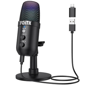 YGiTK USB Gaming Microphone with RGB Lights Stand for PC, PS4, PS5 Condenser Microphone Mute Headphones Jack, Noise Cancellation, Gain Control USB/XLR ^^ Gaming, Podcasting, Streaming YGiTK USB Gaming Microphone with RGB Lights Stand for PC, PS4, PS5 Condenser Microphone Mute Headphones Jack, Noise Cancellation, Gain Control USB/XLR ^^ Gaming, Podcasting, Streaming