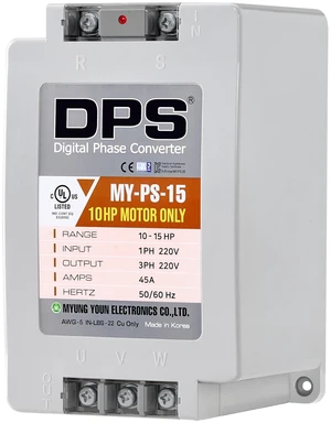 DPS Digital Phase Converter 15HP MY-PS-15, Single to 3 Phase, 45A 200-240V DPS Digital Phase Converter 15HP MY-PS-15, Single to 3 Phase, 45A 200-240V