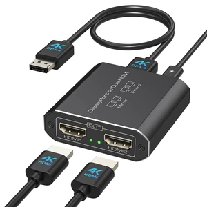 JCYMELE Displayport to Dual HDMI Splitter Extended for Double Screen 4K@60Hz Display Port to 2 HDMI Adapter for Computer Graphics Cards Support MST & SST Mode JCYMELE Displayport to Dual HDMI Splitter Extended for Double Screen 4K@60Hz Display Port to 2 HDMI Adapter for Computer Graphics Cards Support MST & SST Mode