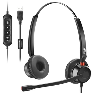 RVP+ Stereo USB Headset with ENC, Wired Headset with Mic, Call Center Headset for Laptop Computer - Black RVP+ Stereo USB Headset with ENC, Wired Headset with Mic, Call Center Headset for Laptop Computer - Black