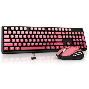 Wireless Keyboard and Mouse Combo, Rechargeable and Quiet, Full-Size with Number Pad, MDA Sculpted Keycaps, Ergonomic Mouse, 2.4GHz Cordless Plug & Play for Windows PC Laptop Desktop(Rosy Pink) Wireless Keyboard and Mouse Combo, Rechargeable and Quiet, Full-Size with Number Pad, MDA Sculpted Keycaps, Ergonomic Mouse, 2.4GHz Cordless Plug & Play for Windows PC Laptop Desktop(Rosy Pink)