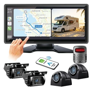 RV Backup Camera System with CarPlay & Android Auto, RVInWest 10.36" Touchable Monitor with Mirror Link DVR Recording + 4 AHD 1080P IP69K Waterproof Night Vision Camera for RV Truck Trailer Bus RV Backup Camera System with CarPlay & Android Auto, RVInWest 10.36" Touchable Monitor with Mirror Link DVR Recording + 4 AHD 1080P IP69K Waterproof Night Vision Camera for RV Truck Trailer Bus
