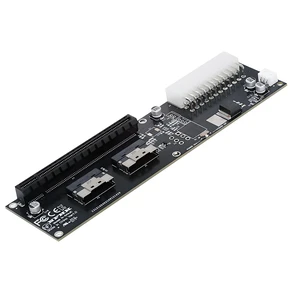 CY Dual Slimline 8X SFF-8654 74Pin VROC to PCIE PCI-Express 16x Adapter with ATX 24Pin Power Switch Port CY Dual Slimline 8X SFF-8654 74Pin VROC to PCIE PCI-Express 16x Adapter with ATX 24Pin Power Switch Port