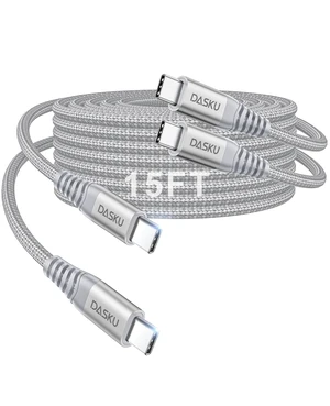 USB C to USB C Cable 100W 15FT Extra Long Type C Cable Fast Charging 2Pack USB C to USB C Cable 100W 15FT Extra Long Type C Cable Fast Charging 2Pack