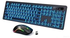Light Up Keyboard and Mouse Wireless, Adjustable Brightness & Color, Rechargeable, Light Up Letters2.4G USB Full Size Backlit Keyboard Mouse for Windows, PC, Laptop, Desktop, Gaming (Large Prin Light Up Keyboard and Mouse Wireless, Adjustable Brightness & Color, Rechargeable, Light Up Letters2.4G USB Full Size Backlit Keyboard Mouse for Windows, PC, Laptop, Desktop, Gaming (Large Prin