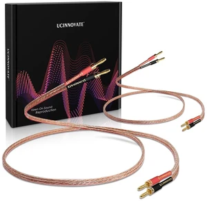 UCINNOVATE Speaker Cable with Banana Plugs, 2 Pack 2m 13 AWG Gold-Plated HiFi Speaker Wire with 4mm Male to Male Banana Tip Plugs for Speakers Amplifier Receiver Audio HiFi System (2X 6.6FT) UCINNOVATE Speaker Cable with Banana Plugs, 2 Pack 2m 13 AWG Gold-Plated HiFi Speaker Wire with 4mm Male to Male Banana Tip Plugs for Speakers Amplifier Receiver Audio HiFi System (2X 6.6FT)