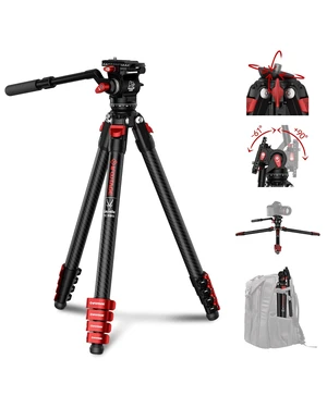 TC3BS+K3S Carbon Fiber Tripod with Fluid Head,2.9lb Professional Travel Kit TC3BS+K3S Carbon Fiber Tripod with Fluid Head,2.9lb Professional Travel Kit