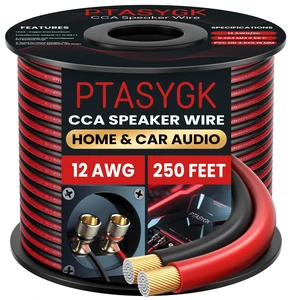PTASYGK 12 Gauge Speaker Wire 250ft 2-Conductor CCA Home & Car Audio PTASYGK 12 Gauge Speaker Wire 250ft 2-Conductor CCA Home & Car Audio
