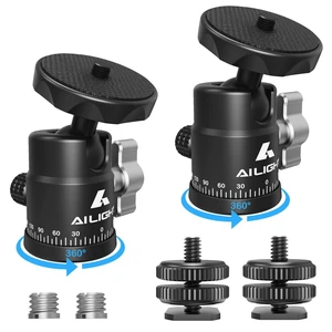 Ailight Mini Ball Head, 360 Panoramic Tripod Head, Universal 1/4" to 3/8" Screw Adapter Swivel Mini Ball Head Screw Tripod Mount, Dual Cold Shoe Mount for DSLR Cameras Camcorder2 Pack Ailight Mini Ball Head, 360 Panoramic Tripod Head, Universal 1/4" to 3/8" Screw Adapter Swivel Mini Ball Head Screw Tripod Mount, Dual Cold Shoe Mount for DSLR Cameras Camcorder2 Pack