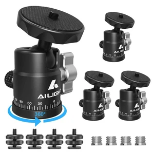 Ailight Mini Ball Head, 360 Panoramic Tripod Head, Universal 1/4" to 3/8" Screw Adapter Swivel Mini Ball Head Screw Tripod Mount, Dual Cold Shoe Mount for DSLR Cameras Camcorder4 Pack Ailight Mini Ball Head, 360 Panoramic Tripod Head, Universal 1/4" to 3/8" Screw Adapter Swivel Mini Ball Head Screw Tripod Mount, Dual Cold Shoe Mount for DSLR Cameras Camcorder4 Pack