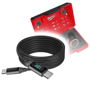 BoxWave Cable Compatible with Milwaukee REDLITHIUM USB Bluetooth Jobsite Ear Buds - PowerDisplay PD Cable (6ft) - USB-C to USB-C (100W), LED Wattage Info Extra Long Braided Nylon - Jet Black BoxWave Cable Compatible with Milwaukee REDLITHIUM USB Bluetooth Jobsite Ear Buds - PowerDisplay PD Cable (6ft) - USB-C to USB-C (100W), LED Wattage Info Extra Long Braided Nylon - Jet Black