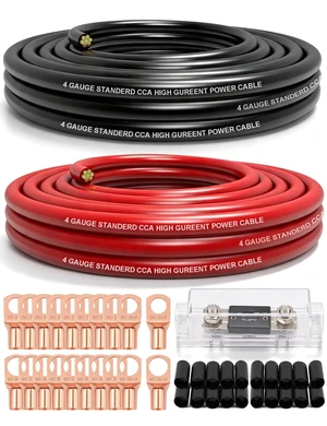 4 Gauge Wire(50FT Red/Black)CCA,100A Fuse,4AWG Battery Cable for Amp Wiring 4 Gauge Wire(50FT Red/Black)CCA,100A Fuse,4AWG Battery Cable for Amp Wiring