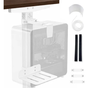 DEHAGLOBAL Clamp Mount Under Desk Pc Mount, Adjustable Height and Width No Drilling 50 lb Capacity with Non-Slip Pads & Cable Organizer for Standing Desk (White, 65mmx45mm) DEHAGLOBAL Clamp Mount Under Desk Pc Mount, Adjustable Height and Width No Drilling 50 lb Capacity with Non-Slip Pads & Cable Organizer for Standing Desk (White, 65mmx45mm)