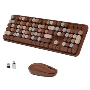 KEQTFT Colorful Wireless Keyboard and Mouse Combos, Coffee Colorful KEQTFT Colorful Wireless Keyboard and Mouse Combos, Coffee Colorful