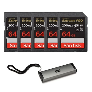 SanDisk 64GB Extreme PRO 200MB/s Memory Card (5-Pack) Bundle (6 Items) SanDisk 64GB Extreme PRO 200MB/s Memory Card (5-Pack) Bundle (6 Items)