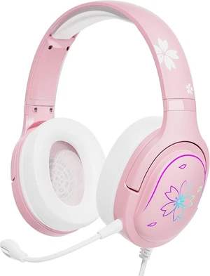 Wired Gaming Headset, 360 Rotation Mic, Soft Earmuff Pink Headset Gaming Headphones for PS4, PS5, PC & MAC, Switch, RGB Gradient Light Effect Wired Gaming Headset, 360 Rotation Mic, Soft Earmuff Pink Headset Gaming Headphones for PS4, PS5, PC & MAC, Switch, RGB Gradient Light Effect