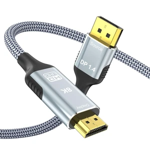 Anehmeta 8K DisplayPort to HDMI 2.1 Cable 6FT, 8K@60Hz, 4K@240Hz, Unidirectional Display Port 1.4 Source to HDMI 2.1 Display, DP to HDMI Braided Cord for Dell, NVIDIA, AMD, Monitor, Projector Anehmeta 8K DisplayPort to HDMI 2.1 Cable 6FT, 8K@60Hz, 4K@240Hz, Unidirectional Display Port 1.4 Source to HDMI 2.1 Display, DP to HDMI Braided Cord for Dell, NVIDIA, AMD, Monitor, Projector