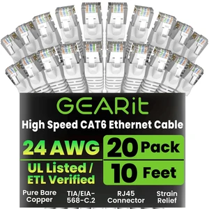 GEARit Cat6 Patch Cables Cat 6 Ethernet Cable 10 ft 20-Pack White GEARit Cat6 Patch Cables Cat 6 Ethernet Cable 10 ft 20-Pack White