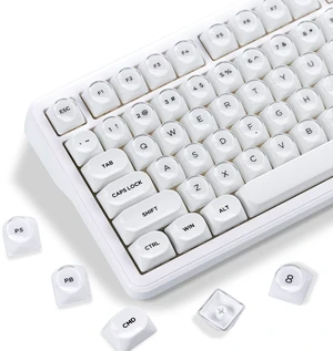 Womier Double Shot PBT Cute Keycaps MOA Profile White Keyboard Keycap Set Womier Double Shot PBT Cute Keycaps MOA Profile White Keyboard Keycap Set