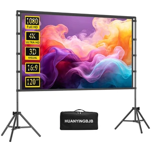 120 Inch 16:9 4K HD Projector Screen with Stand - Indoor & Outdoor Portable, Front & Rear Projection_Screen, Wrinkle - Free, with Carry Bag for Movie Night Backyard Theater 120 Inch 16:9 4K HD Projector Screen with Stand - Indoor & Outdoor Portable, Front & Rear Projection_Screen, Wrinkle - Free, with Carry Bag for Movie Night Backyard Theater