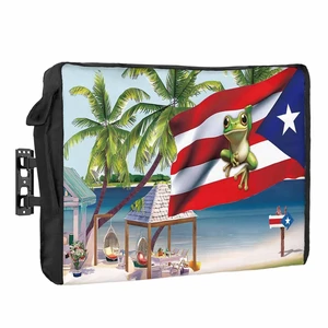 Puerto Rico Outdoor TV Cover 48 to 50 inch Weatherproof Waterproof, Flag Frog Red White Stripes Beach Palm Trees TV Enclosures with Remote Control Pocket Flat Screen Protector for Outside Puerto Rico Outdoor TV Cover 48 to 50 inch Weatherproof Waterproof, Flag Frog Red White Stripes Beach Palm Trees TV Enclosures with Remote Control Pocket Flat Screen Protector for Outside