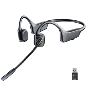 Bone Conduction Headphones with Microphone Boom, Open Ear Wireless Bluetooth Headset with USB Dongle for PC, AI Noise Cancelling Mic, Bone Conducting Headset for Office Remote Work Sports Drivi Bone Conduction Headphones with Microphone Boom, Open Ear Wireless Bluetooth Headset with USB Dongle for PC, AI Noise Cancelling Mic, Bone Conducting Headset for Office Remote Work Sports Drivi