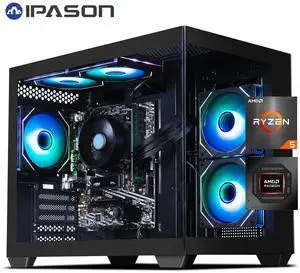 IPASON gaming desktop AMD Ryzen 5 5600GT (6 core up to 4.6GHz) AMD Radeon Vega 7 16GB DDR4 3200MHz 1TB M.2 NVMe 550W PSU Windows 11 home WIFI Gaming PC