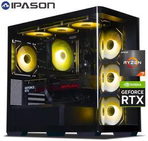 IPASON Ryvex Gaming Desktop, Ryzen 7 7800X3D, NVIDIA RTX5060Ti ,32GB DDR5 RAM, 1TB M.2 NVMe,Windows 11 home,B850M-E WIFI, ARGB Fans, AI Ready,650W Gold PSU, Prebuilt Gaming Pc,new computer
